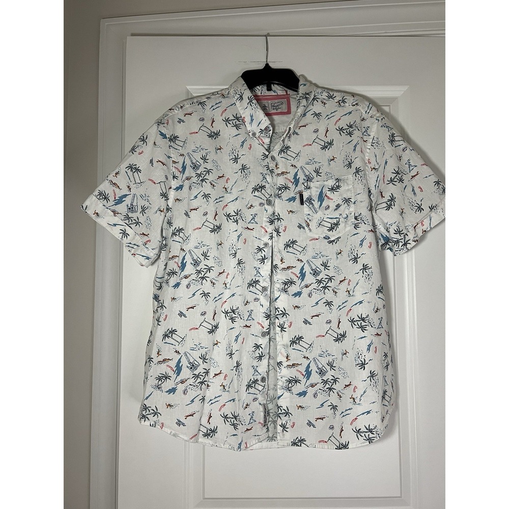 Men's Penguin Resortwear Summer‎ Vacation Spring Break Hawaiian Button Down XXL